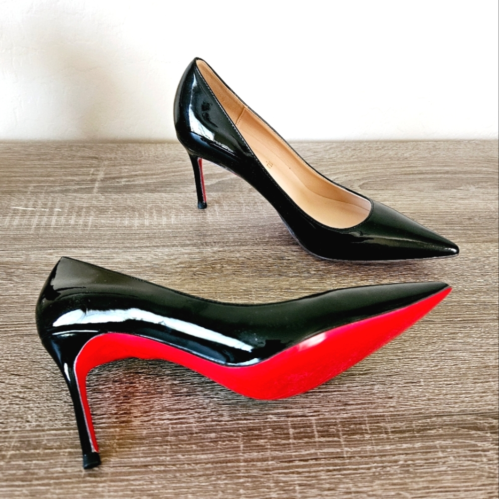 Christian LouBoutin Kate Pumps Patent calf leather Black Size 38 Fits 7-7.5 US